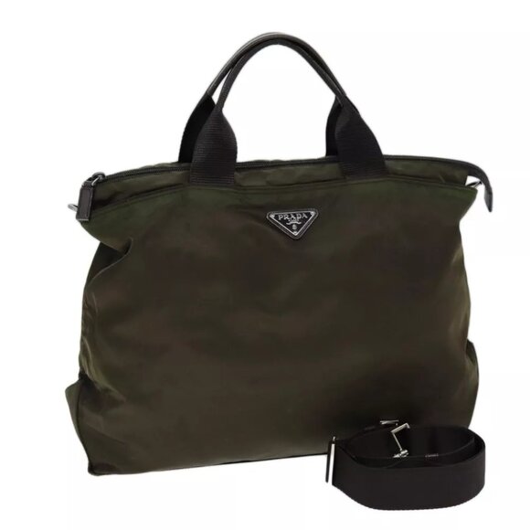 PRADA Hand Bag Nylon 2way Brown - Picture 1 of 16
